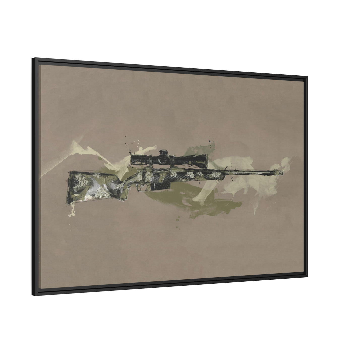 The Harvester - Long Range Hunting Rifle Painting (Minimal) - Black Framed Wrapped Canvas - Value Collection