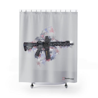 Defending Freedom - Maine - AR-15 State Shower Curtains - White State