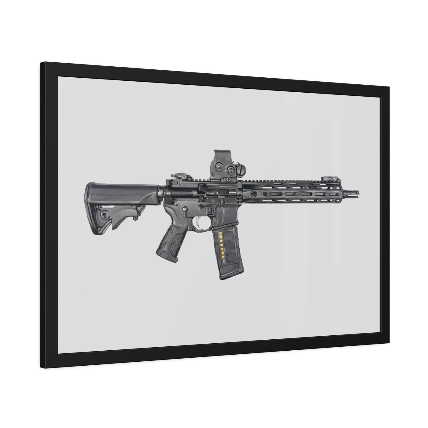 Defending Freedom - AR-15 State Painting - Just The Piece - Black Frame - Value Collection