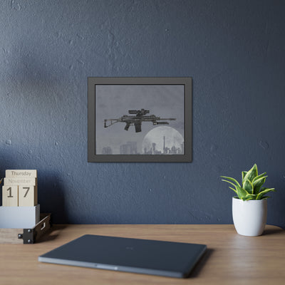 The Urban Sniper Painting - Grey Background - Black Frame - Value Collection