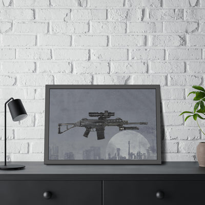 The Urban Sniper Painting - Grey Background - Black Frame - Value Collection