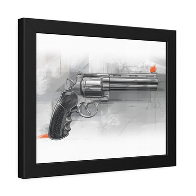 Stainless .44 Mag Revolver Painting - Black Frame - Value Collection