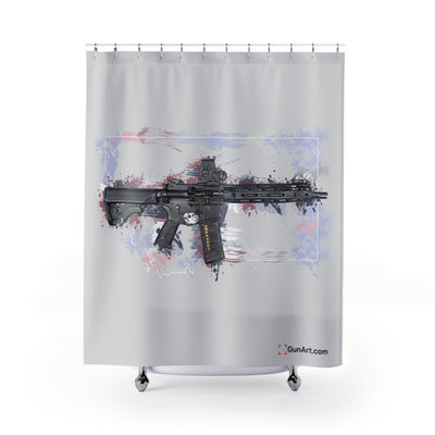 Defending Freedom - Montana - AR-15 State Shower Curtains - White State