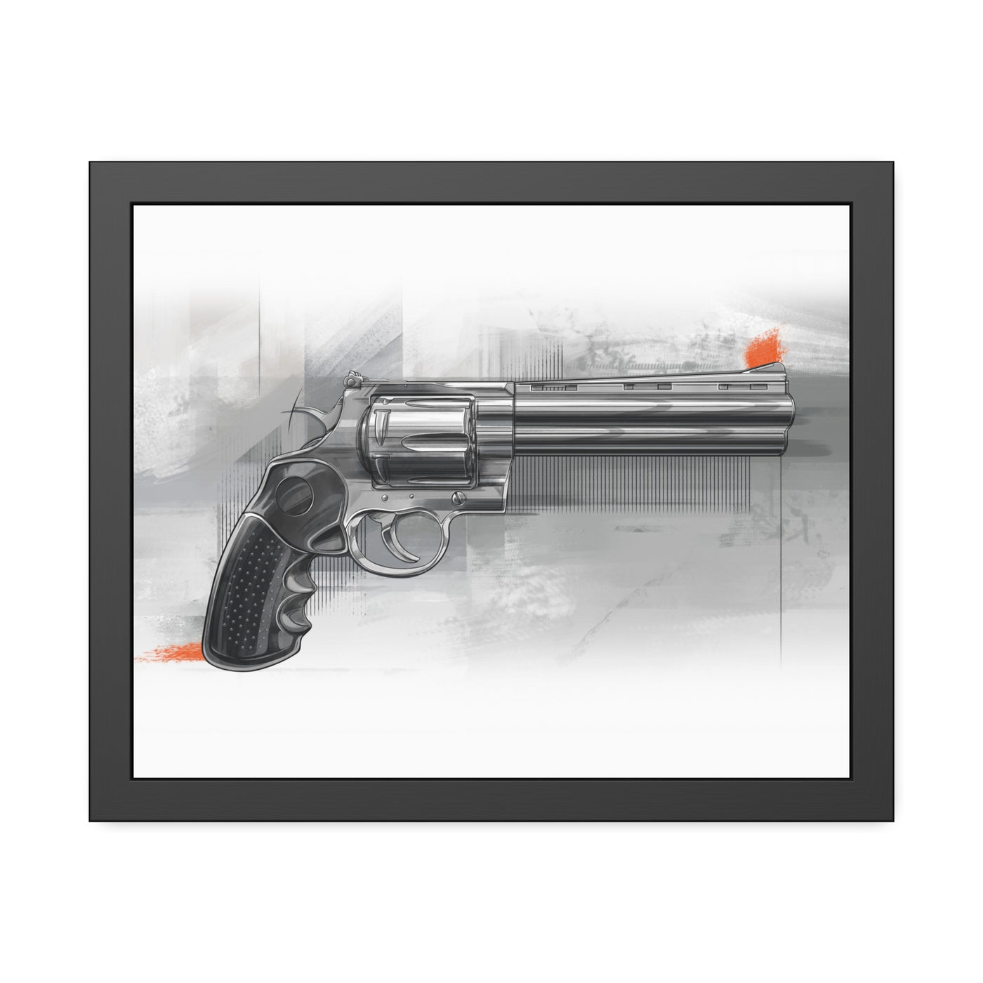 Stainless .44 Mag Revolver Painting - Black Frame - Value Collection