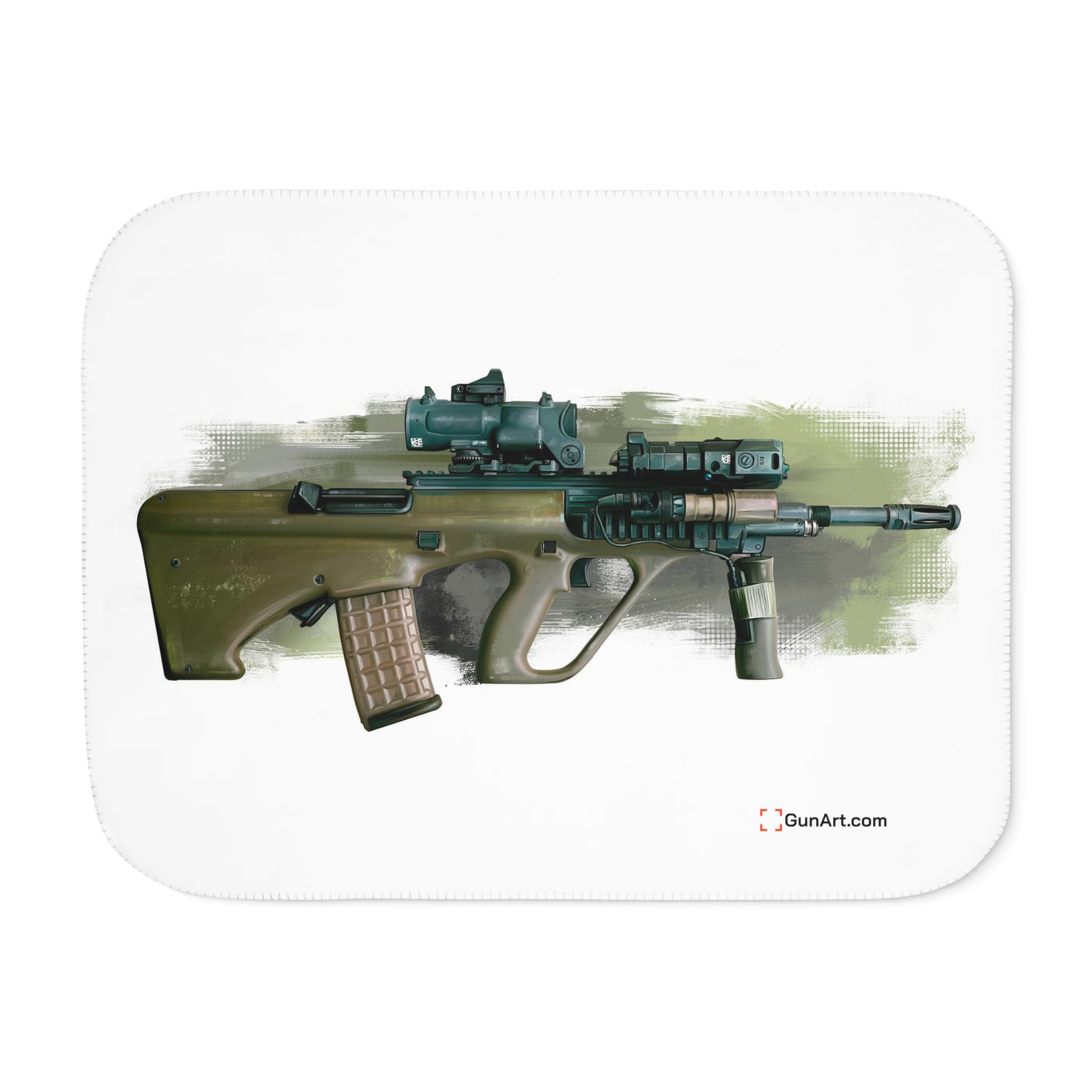 Universal Army Bullpup Rifle Sherpa Blanket - White Background