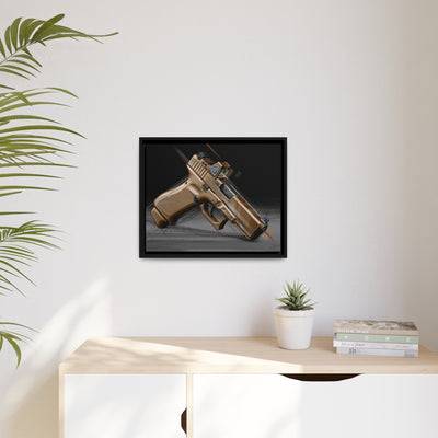 The Last Resort - OG Tan Poly Pistol Painting - Black Framed Wrapped Canvas - Value Collection