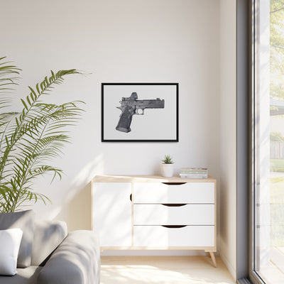 2011 Delta Pistol Painting - Just The Piece - Black Framed Wrapped Canvas - Value Collection