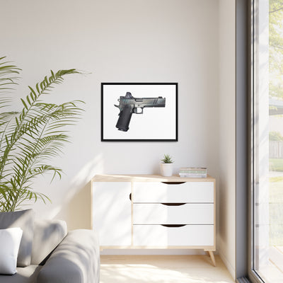 2011 Bravo - Pistol Painting - Just The Piece - Black Framed Wrapped Canvas - Value Collection