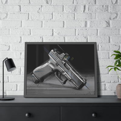 The Last Resort - OG Grey Poly Pistol Painting - Black Frame -Value Collection