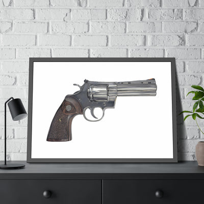 Wood & Stainless .357 Magnum Revolver Painting - Just The Piece - Black Frame - Value Collection