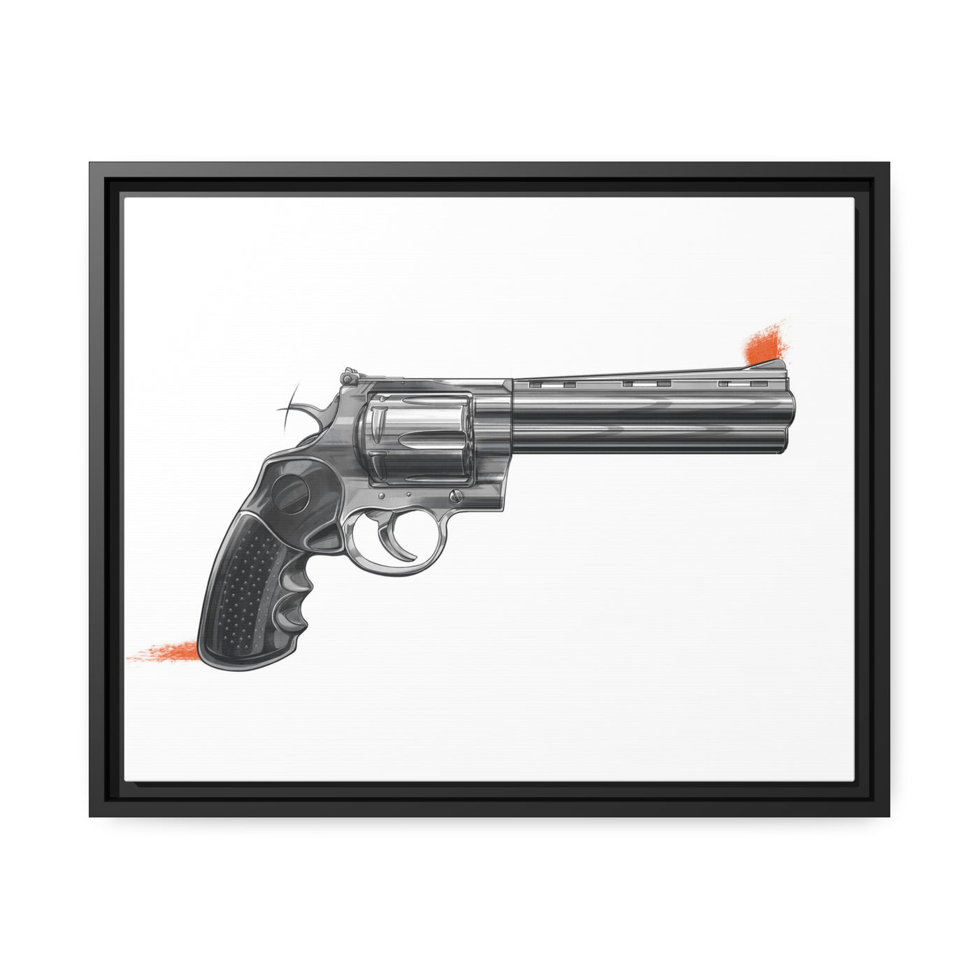 Stainless .44 Mag Revolver Painting - Just The Piece - Black Framed Wrapped Canvas - Value Collection