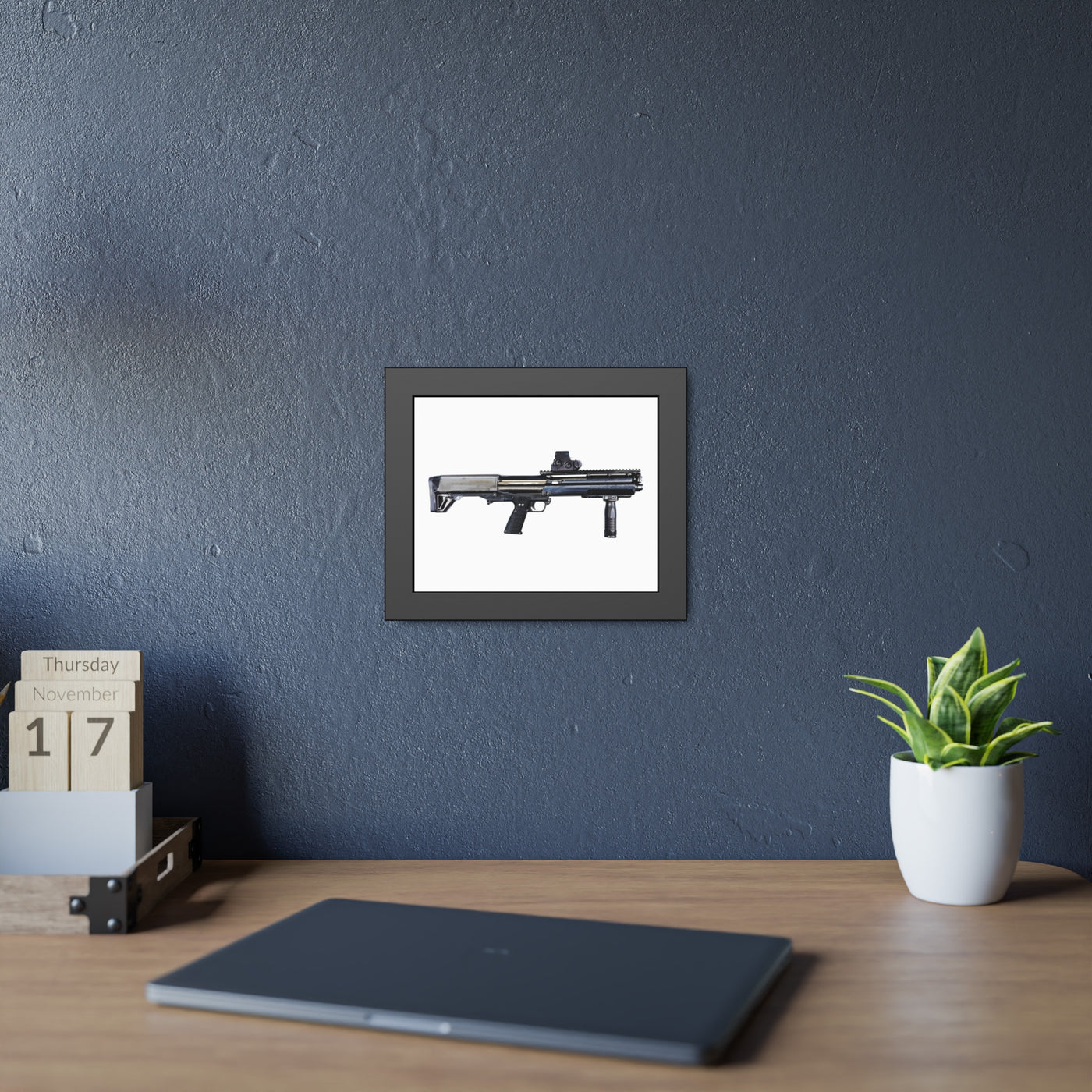 Tactical Bullpup Shotgun Painting - Just The Piece - Black Frame - Value Collection