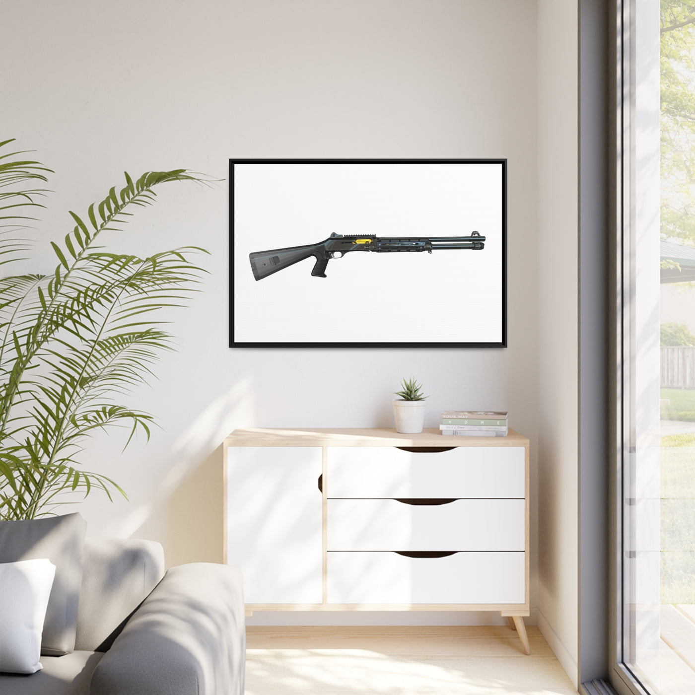 Special Ops Shotgun 12 Gauge Painting - Just the Piece - Black Framed Wrapped Canvas - Value Collection