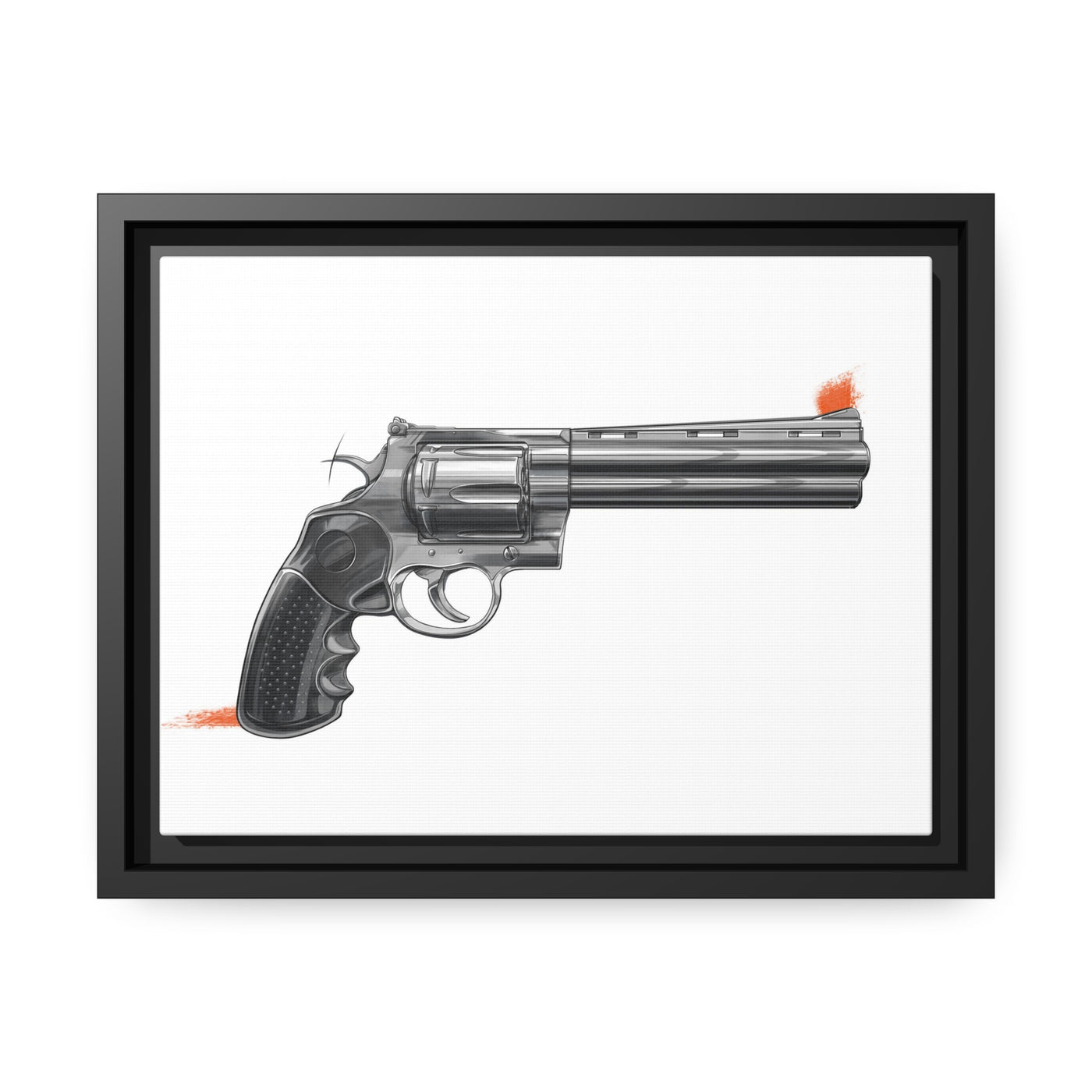 Stainless .44 Mag Revolver Painting - Just The Piece - Black Framed Wrapped Canvas - Value Collection