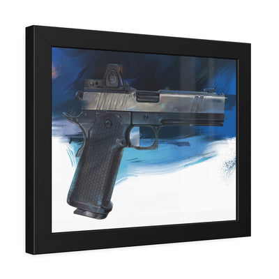 2011 Charlie - Pistol Painting - Dark Blue Background - Black Frame - Value Collection