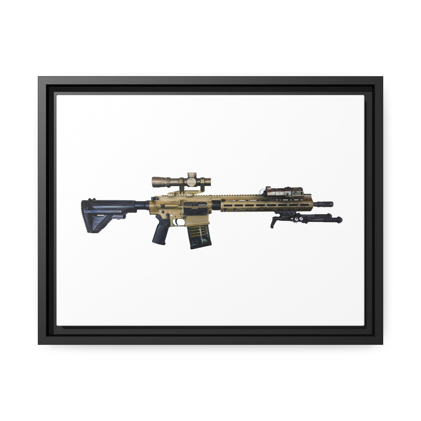 German 7.62x51mm AR10 Battle Rifle Painting - Just The Piece - Black Framed Wrapped Canvas - Value Collection