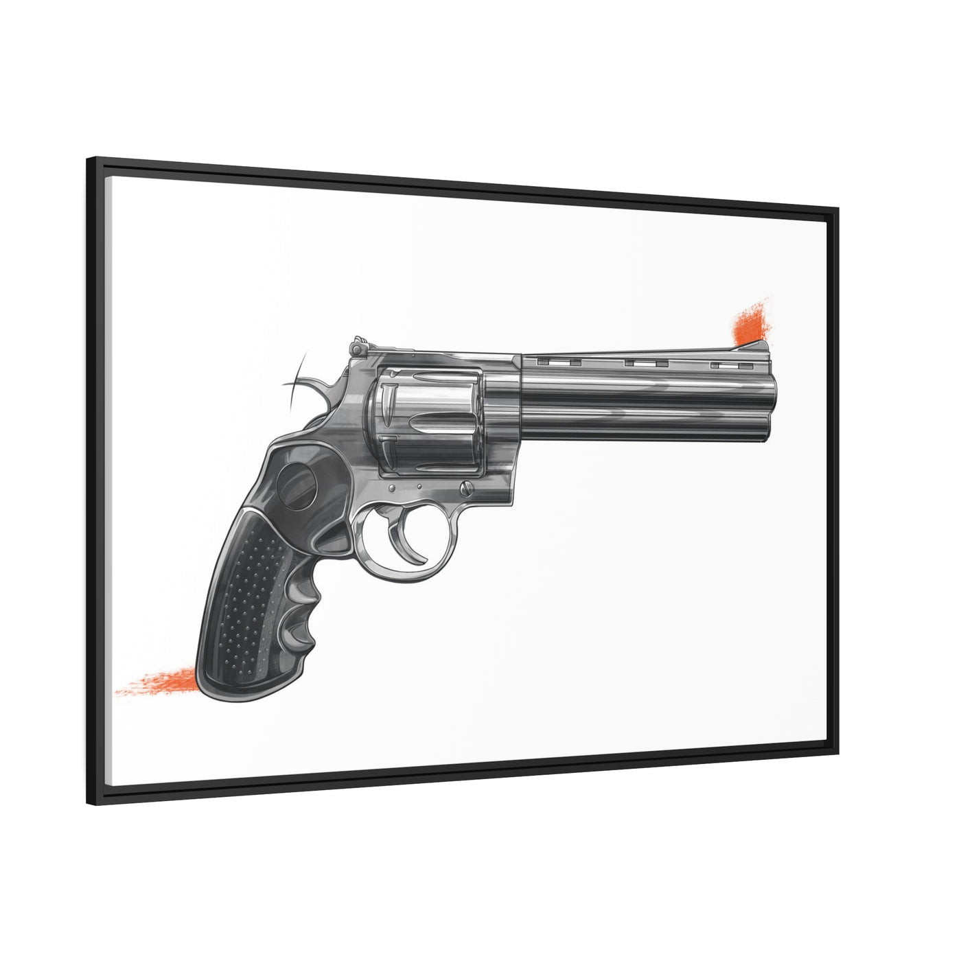 Stainless .44 Mag Revolver Painting - Just The Piece - Black Framed Wrapped Canvas - Value Collection