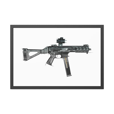 .45 Cal SMG Painting - Just The Piece - Black Frame - Value Collection