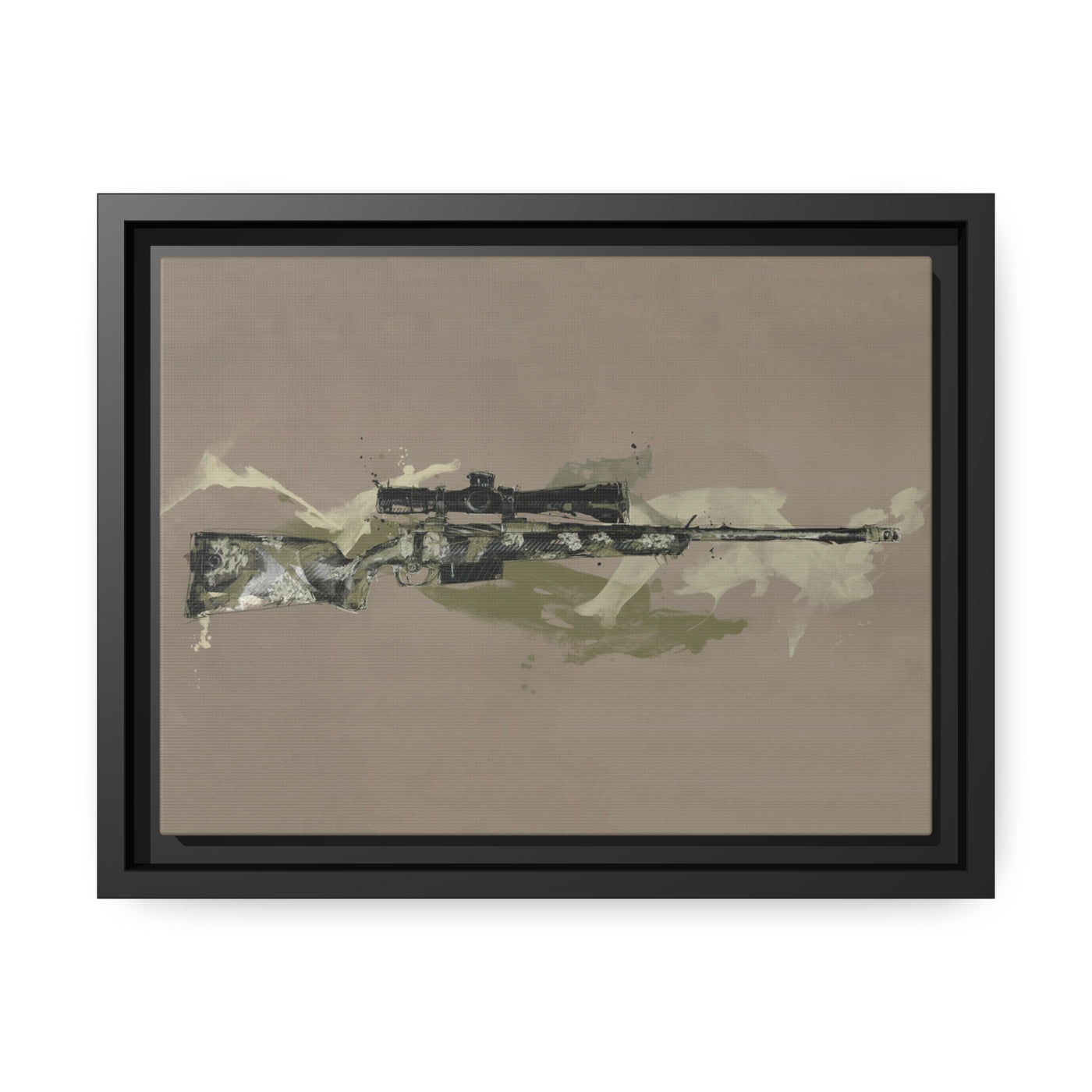 The Harvester - Long Range Hunting Rifle Painting (Minimal) - Black Framed Wrapped Canvas - Value Collection