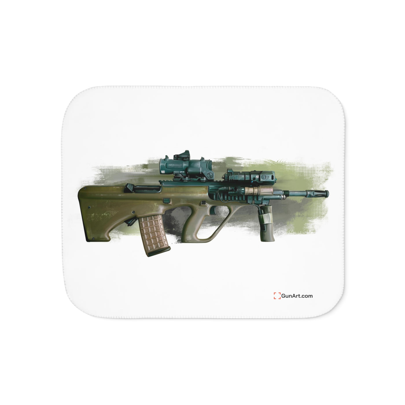 Universal Army Bullpup Rifle Sherpa Blanket - White Background