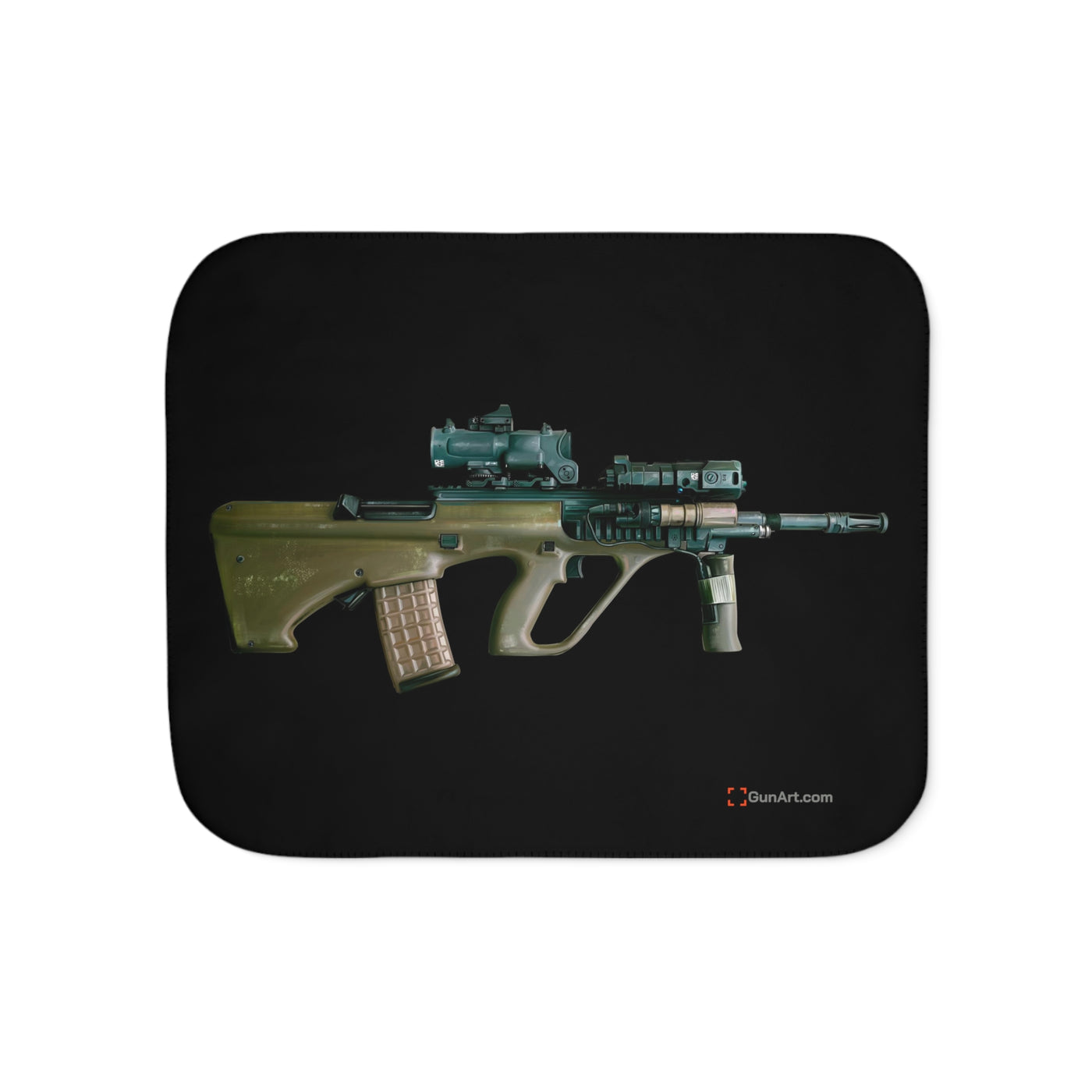 Universal Army Bullpup Rifle Sherpa Blanket - Black Background - Just The Piece