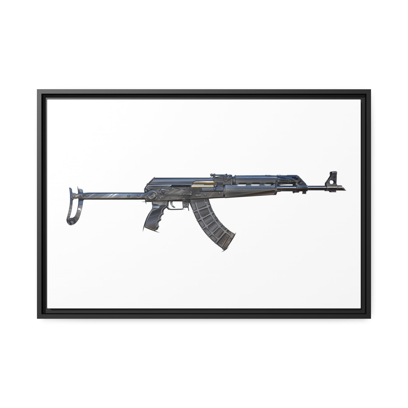 The Paratrooper AK-47 Painting - Just The Piece - Black Framed Wrapped Canvas - Value Collection