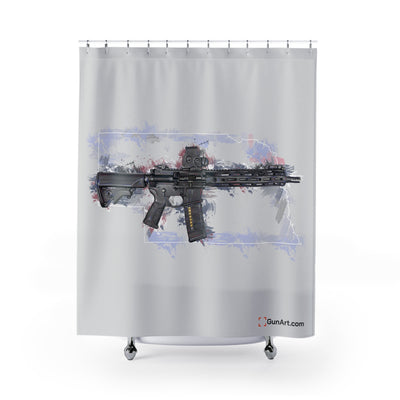 Defending Freedom - Nebraska - AR-15 State Shower Curtains - White State