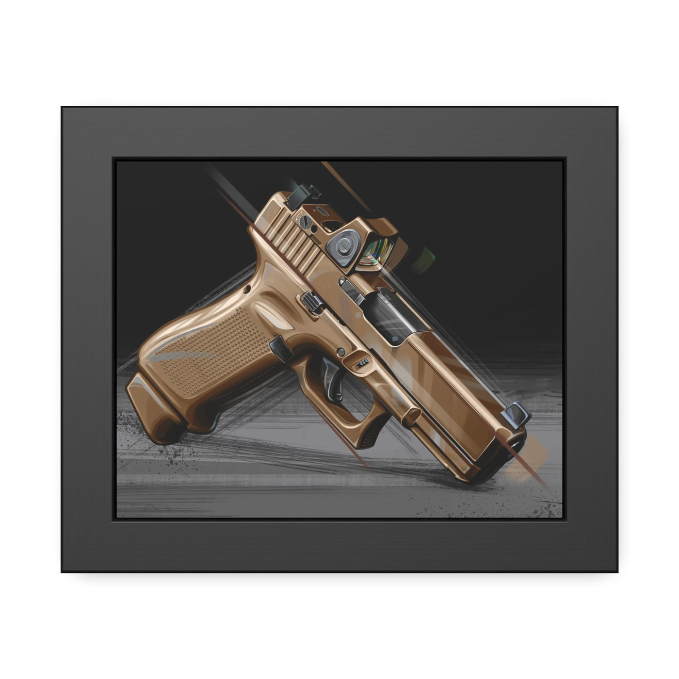 The Last Resort - OG Tan Poly Pistol Painting - Black Frame - Value Collection