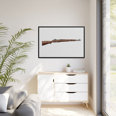 Honoring The Brave / M1 Garand / World War II D-Day Painting - Just The Piece - Black Framed Wrapped Canvas - Value Collection