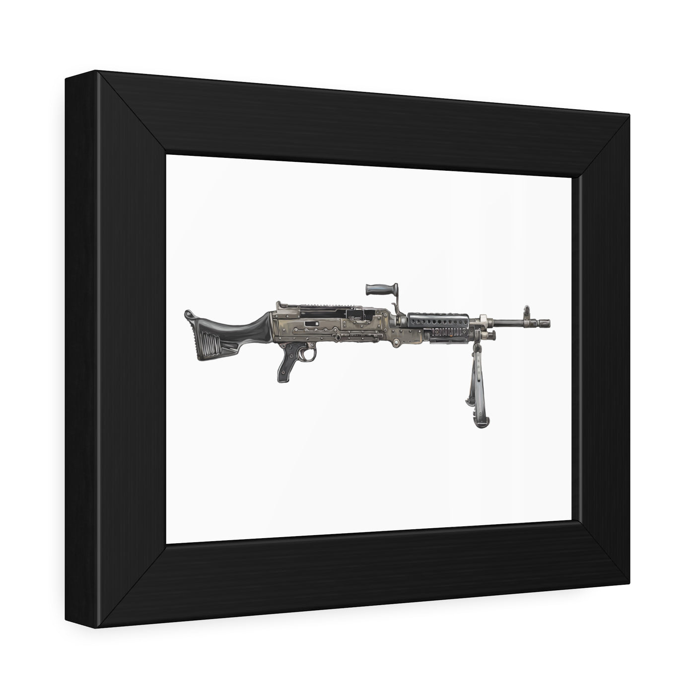 M240B - Belt Fed 7.62x51 Machine Gun - Just The Piece - White Background - Black Frame - Value Collection