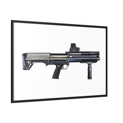 Tactical Bullpup Shotgun Painting - Just The Piece - Black Framed Wrapped Canvas - Value Collection