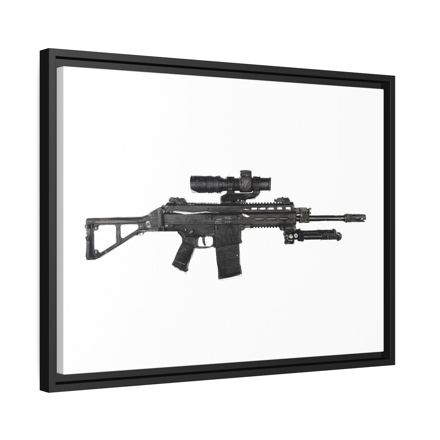 The Urban Sniper Painting - Just The Piece - Black Framed Wrapped Canvas - Value Collection