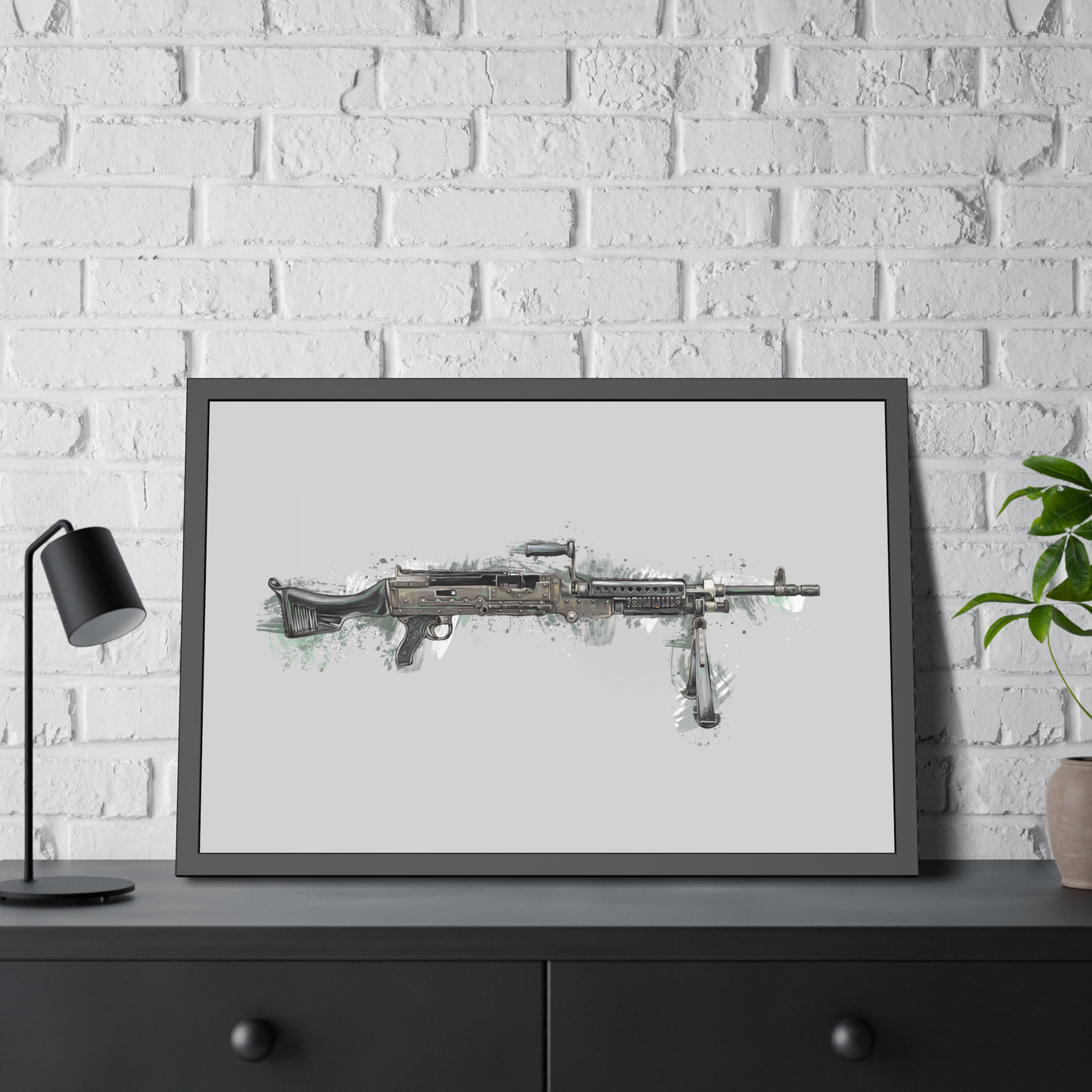 M240B - Belt Fed 7.62x51 Machine Gun - Grey Background - Black Frame - Value Collection
