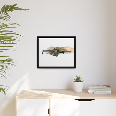 The Vindicator - Suppressed SMG Painting - Yellow Background - Black Framed Wrapped Canvas - Value Collection