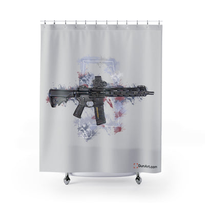 Defending Freedom - Alabama - AR-15 State Shower Curtains - White State