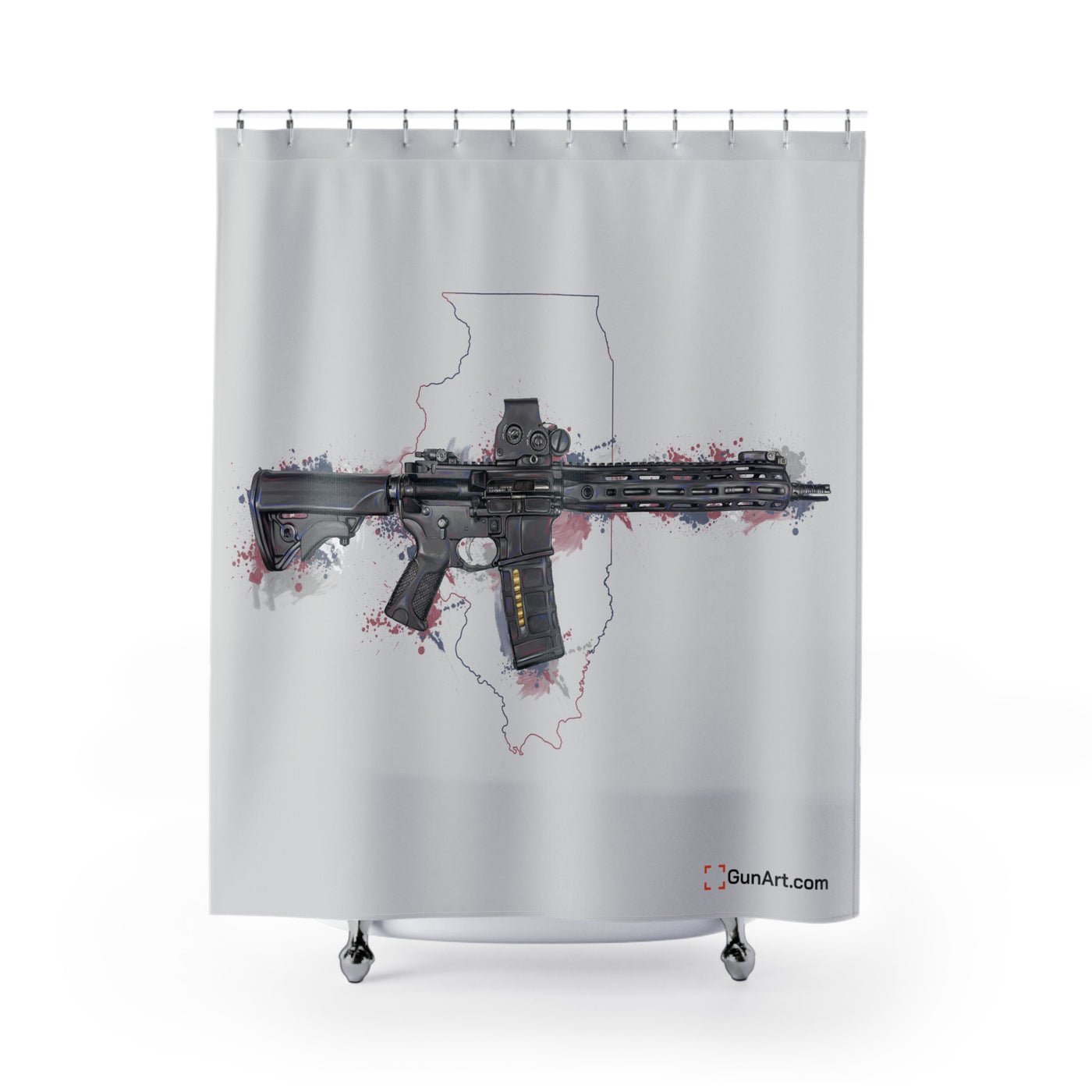 Defending Freedom - Illinois - AR-15 State Shower Curtains - Colored State