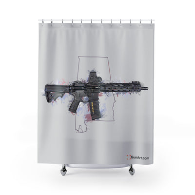 Defending Freedom - Alabama - AR-15 State Shower Curtains - Colored State