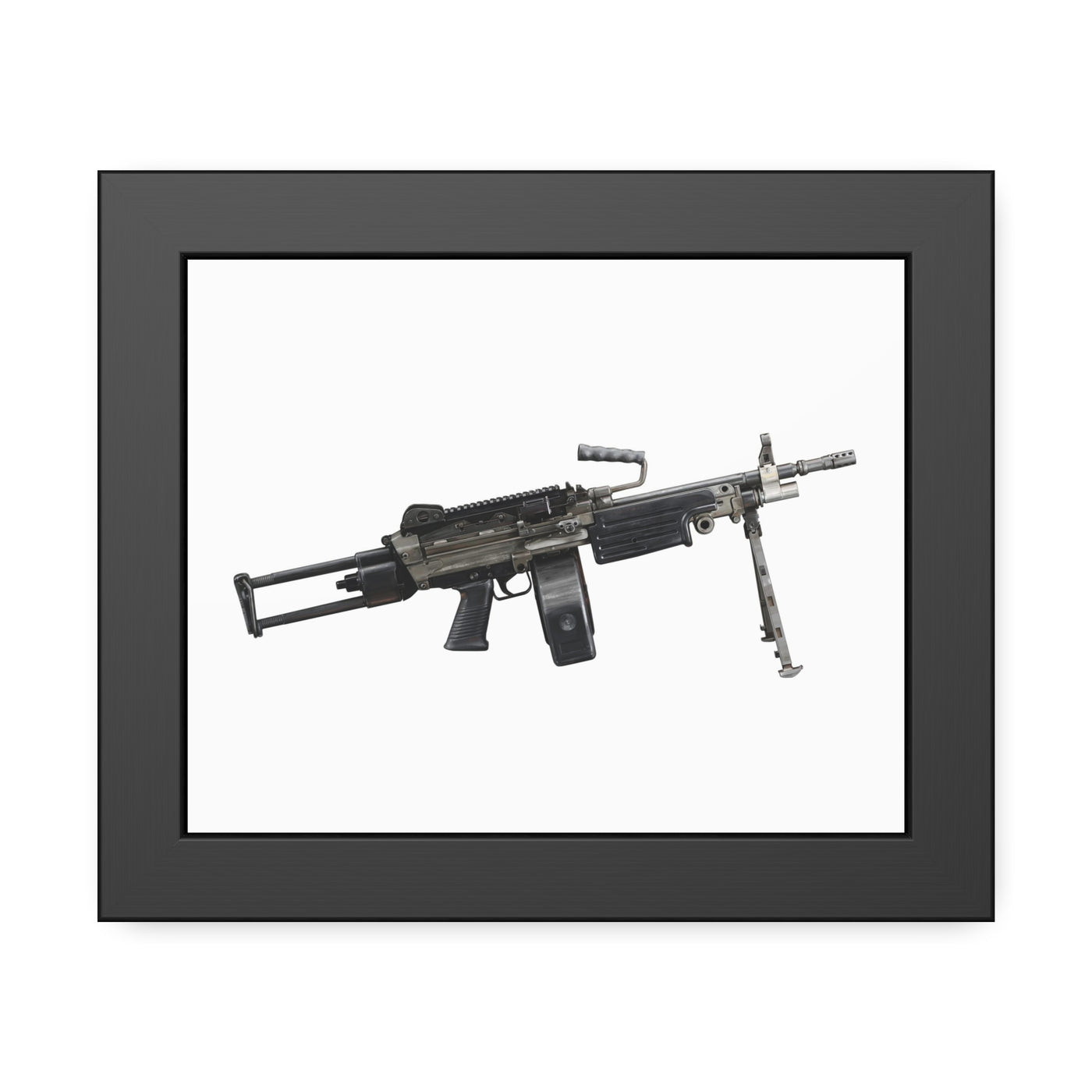 Belt-Fed 5.56x45mm Light Machine Gun Painting - Just The Piece - Black Frame - Value Collection