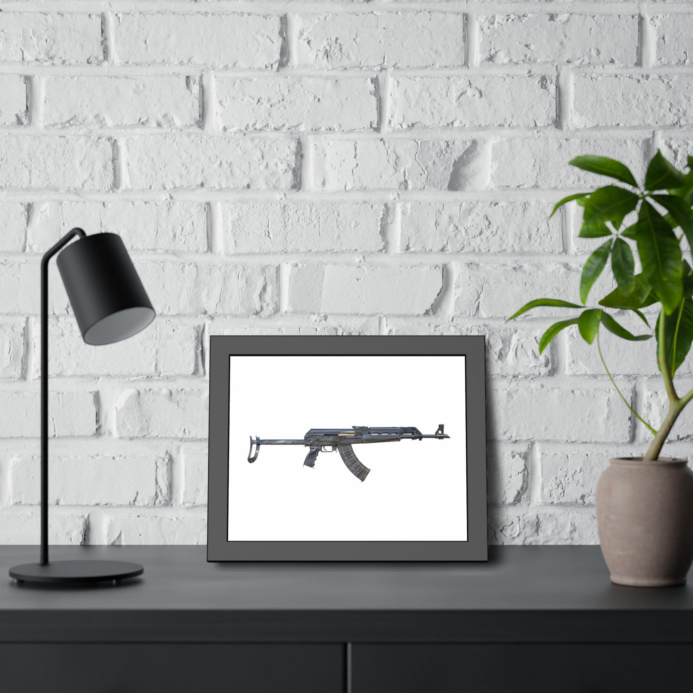 The Paratrooper AK-47 Painting - Just The Piece - Black Frame - Value Line