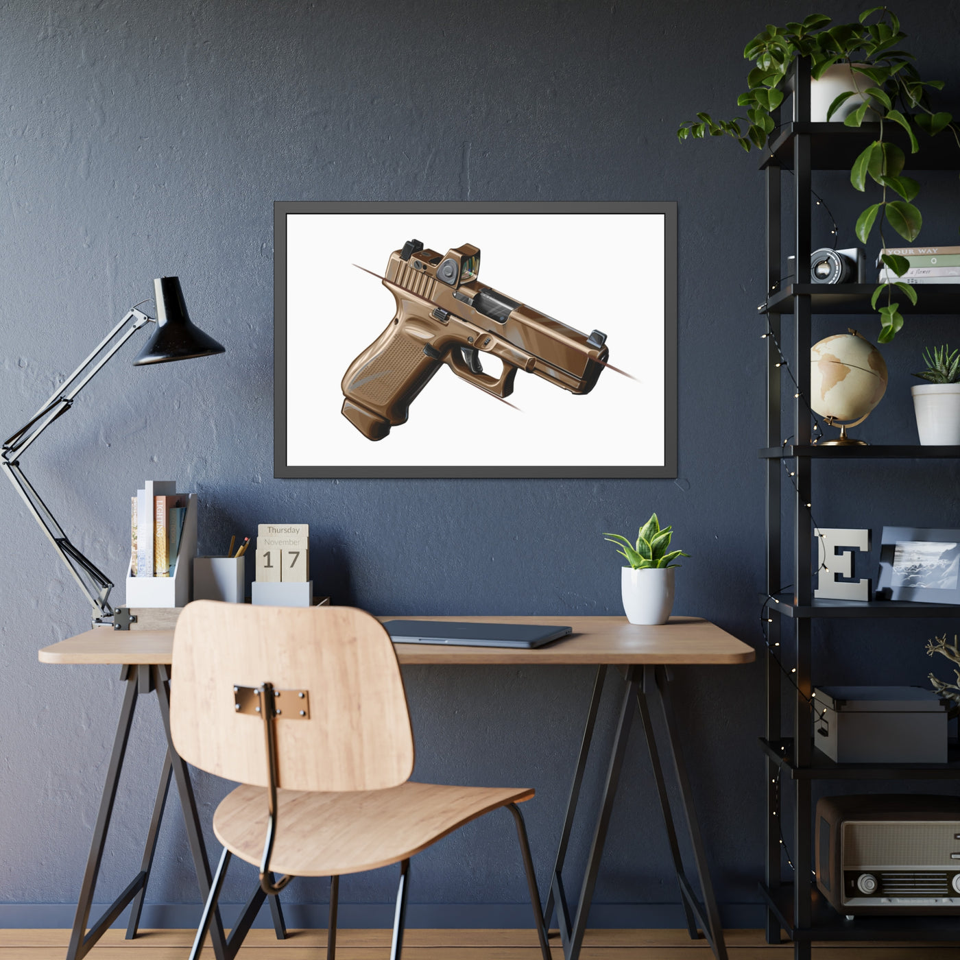 The Last Resort - OG Tan Poly Pistol Painting - Just The Piece - Black Frame - Value Collection