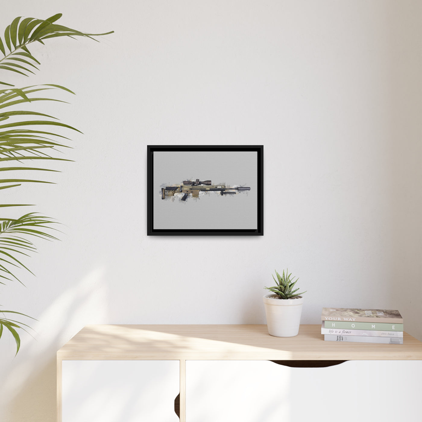 Socom Sniper Rifle Painting - Black Framed Wrapped Canvas - Value Collection