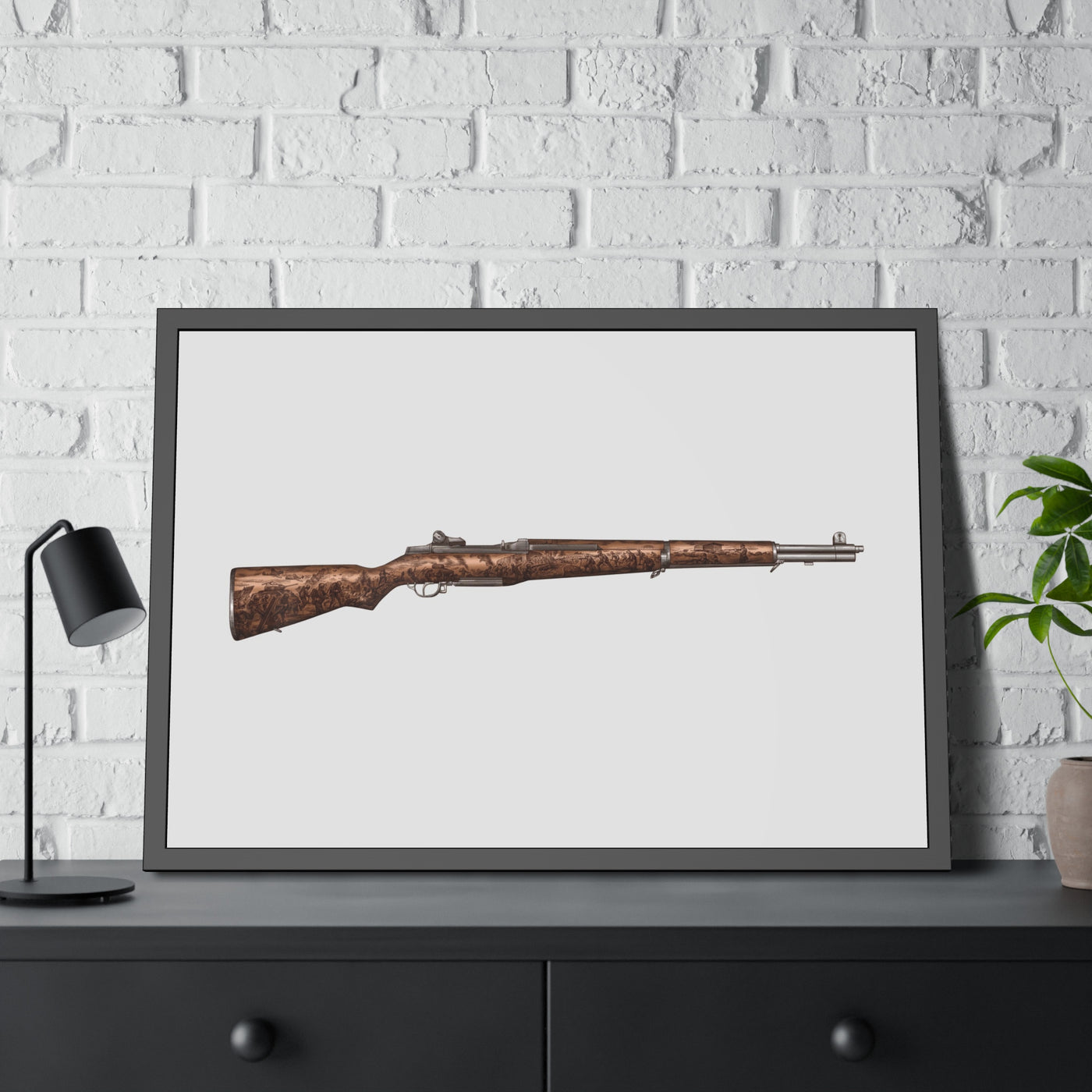 Honoring The Brave / M1 Garand / World War II D-Day Painting - Just The Piece - Black Frame - Value Collection