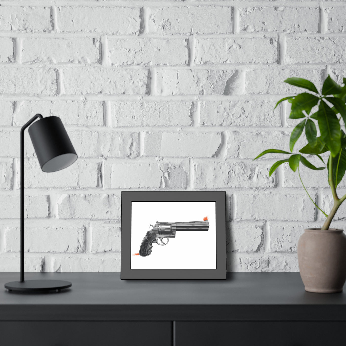 Stainless .44 Mag Revolver Painting - Just The Piece - Black Frame - Value Collection