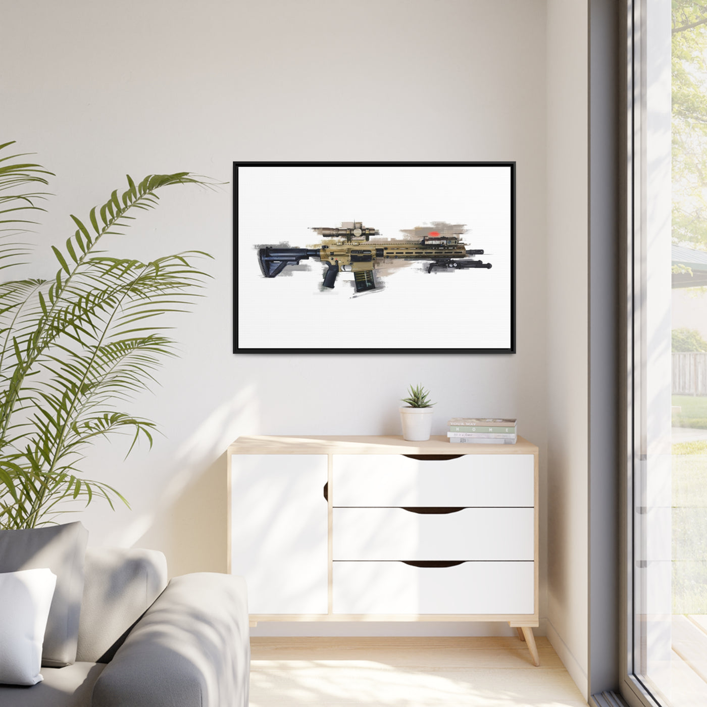 German 7.62x51mm AR10 Battle Rifle Painting - Black Framed Wrapped Canvas - Value Collection