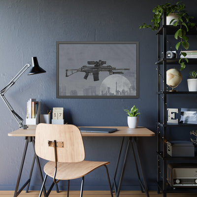 The Urban Sniper Painting - Grey Background - Black Frame - Value Collection