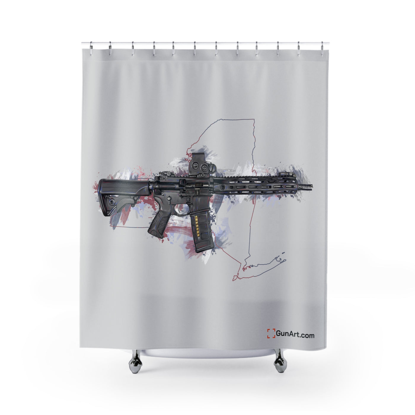 Defending Freedom - New York - AR-15 State Shower Curtains - Colored State