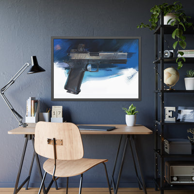 2011 Charlie - Pistol Painting - Dark Blue Background - Black Frame - Value Collection