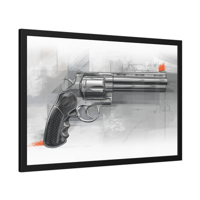 Stainless .44 Mag Revolver Painting - Black Frame - Value Collection