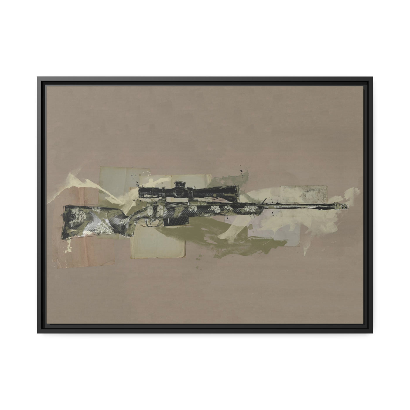 The Harvester - Long Range Hunting Rifle Painting - Black Framed Wrapped Canvas - Value Collection