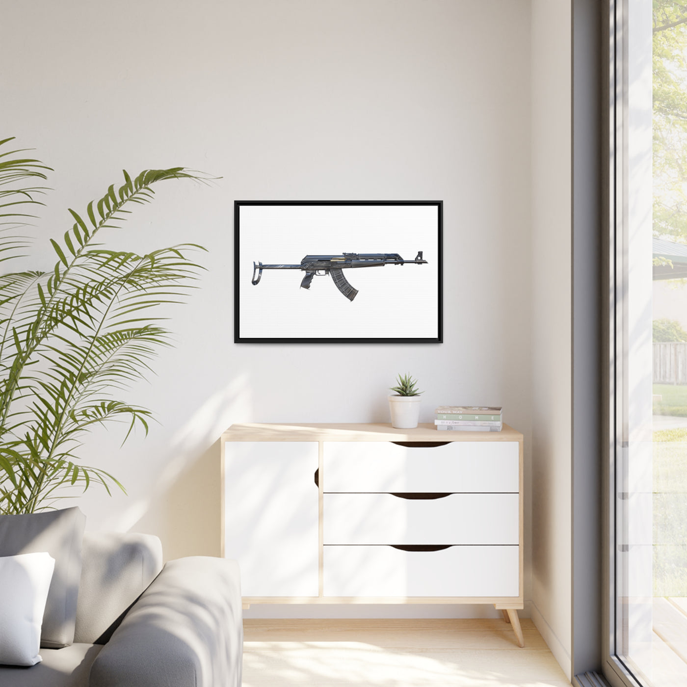 The Paratrooper AK-47 Painting - Just The Piece - Black Framed Wrapped Canvas - Value Collection